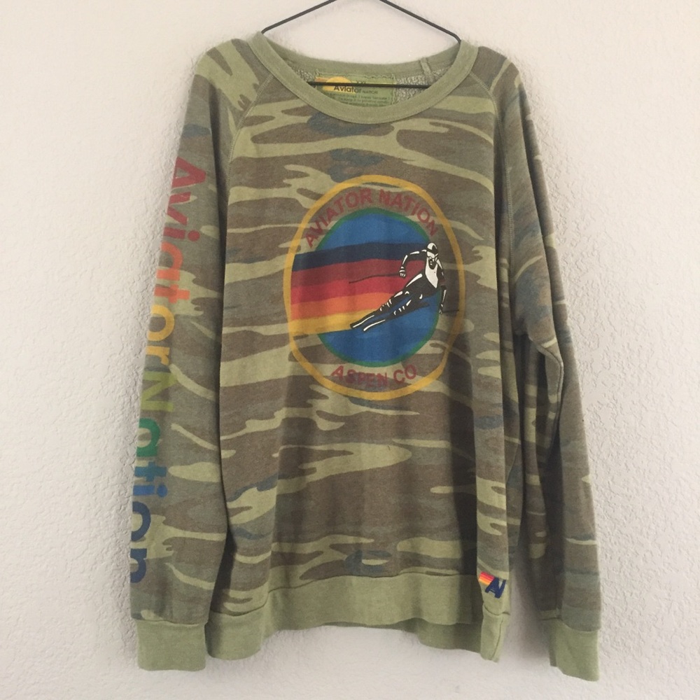 Aviator Nation Camo Crewneck “Aspen” Sweatshirt